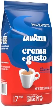 Lavazza Crema e Gusto Whole Bean Coffee, Medium Roast, Arabica and Robusta Blend, 2.2 lb Bag (pack of 1)