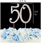 50 Cake Topper | Premium Bling Rhinestone Diamond Gems | 50th Birthday or Anniversary Party Decoration Ideas | Quality Metal Alloy | Perfect Keepsake