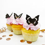Edible Butterflies Small Size Premium Crafted Made in the USA Cake and Cupcake Toppers, Decoration (black) set of 24