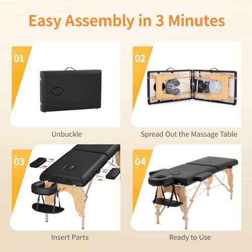 BestMassage Massage Bed Portable Massage Table 24 inch Wide Lash Bed Height Adjustable 2 Folding Spa Table with Non-Woven Bag for Spa Footmassage Facial CareSpa Tattoo