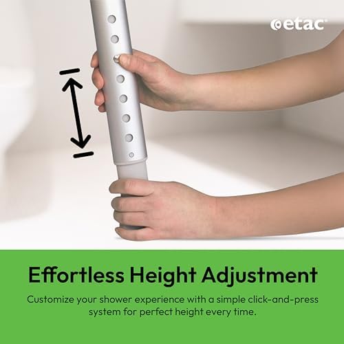 Etac Easy Round Shower Stool – Height Adjustable Shower Chair, Non-Slip Bath Chair with Drainage Holes, Stable & Tool-Free Assembly, Lightweight & Portable for Safety and Comfort