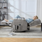Trustyue Dual Motor Power Lift Recliner Chair with Lay Flat, Full-Body Vibration & Lumbar Heating - Lift Assist Chair for Elderly, Electric Recliner with Massage and Heat, Easy Assembly Light Grey