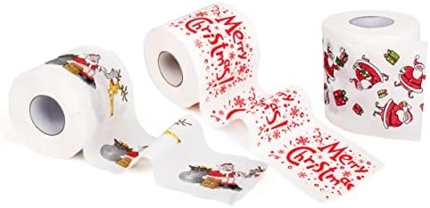 SummitLink 3 Rolls 3 Style of Merry Christmas Santa Claus Toilet Paper Tissue Napkin Prank Fun Birthday Party Novelty Gift Idea