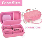 GWCASE Travel Glasses Organizer & Contact Lens Case - Adjustable Slots, Built-in Mirror, Tweezers, Solution Bottle & Hand Strap, Universal Fits Eyelasses/Sunglasses for Men & Women – Pink