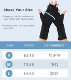 NURCOM Compression Arthritis Gloves, Rheumatoid Pain Relief Compression Gloves for Women & Men, Premium Fingerless Circulation Gloves for Arthritis & Joint Pain, Swelling, Tendonitis, 1 Pair Black S