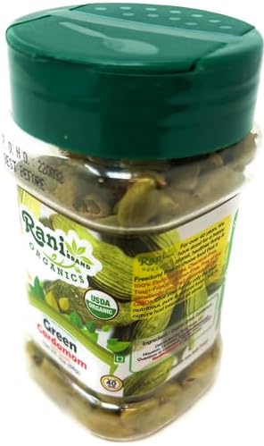 Rani Organic Green Cardamom Pods Spice (Hari Elachi) 2oz (56g) PET Jar ~ All Natural | Vegan | Gluten Friendly | NON-GMO | Indian Origin | USDA Certified Organic