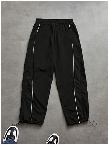SHENHE Men's Y2k Wide Leg Color Block Baggy Parachute Pants Hip Hop Track Trousers Streetwear