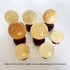 Natural Citrine Healing Crystal Gemstone Ball Divination Sphere Sculpture Figurine with Wood Stand Feng Shui Chakra Aura Home Desk Decor