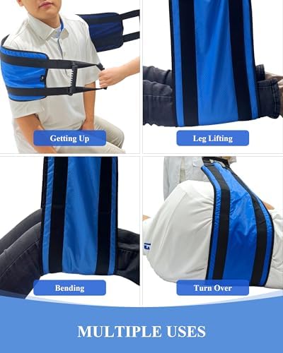 SPRING SEAON Transfer Sling - Essential Transfer Belt Lifting Strap for Elderly and Disabled with Mobility Aids- Lift Assist Gait Belts for Seniors for Home, Hospital, Nursing Care (Blue)