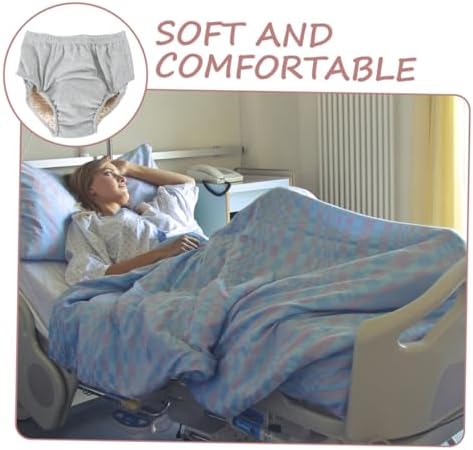 Reusable Washable Adult Diaper for Elderly Men and Women Cotton Incontinence Pants with Anti-Leak Design Moisture-Absorbing and Comfortable Underwear for Bedridden and Gray