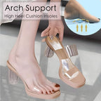 2 Pairs 3/4 Gel High Heel Insoles and 2 Pairs Heel Pads for Shoes, Self-Adhesive Arch Support. Relieves Foot Pain, Fits Pumps, Sandals, Dress Shoes, Flats, Sneakers (Clear, Women's 5-9)