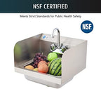 WILPREP Commercial Hand Sink, NSF Stainless Steel Sink Commercial Utility Sink with Gooseneck Faucet and Strainer, 17x15 Inch Wall Mount Kitchen Sink for Restaurant Bar RV Bathroom Laundry Room