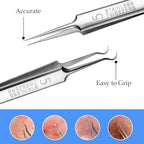 4 PCS Blackhead Remover Tool Include Blackhead Tweezers and Ingrown Hair Tweezers, Precision Blackhead Pimple Extractor for Pimple Whitehead Ance, Curved Tip Lash Tweezers for Eyelash Extension