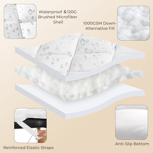 3inch Plush Lash Bed Topper Set – Waterproof Massage Table Topper, Cozy Pillow Top Mattress Fits Spa & Massage Tables For Esthetician Lash Artist,Includes White Massage Pad & Face Cradle Cover