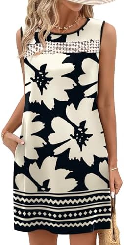 WIHOLL Summer Dresses for Women 2026 Beach Vacation Spring Fashion Clothing Lace Mini Tank Dress with Pockets