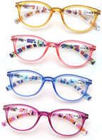 MODFANS Reading Glasses Women 4 Pack Fashion Ladies Readers 1.25 Strength,Women's for Reading Comfort Spring Hinge Arm Eyeglasses-Lightweightest Round Frame Look Stylish to Wear,Come with Pouch