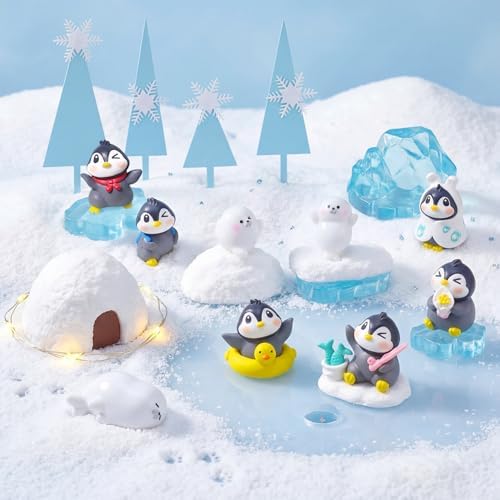 Knana 18Pcs Penguin Cake Toppers Penguin Birthday Cake Decorations with Seal Tree Snow Cake Topper for Winter Penguin Party