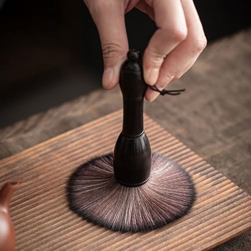 Tea Brush and Pot Pen with Natural Bristles Wooden Handle Small Cleaning Brush for Gongfu Tea Tray Teaware Cleaning in Home Cafe Restaurant Settings