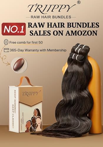 TRIIPPY Body Wave Bundles Human Hair,100% Raw Cambodian Hair Wavy 3 Bundles,Triple The Lifespan Over Regular Virgin Hair Bundle,No.1 Raw Hair Brand On Amazon?22 22 22 Inches,Natural Color