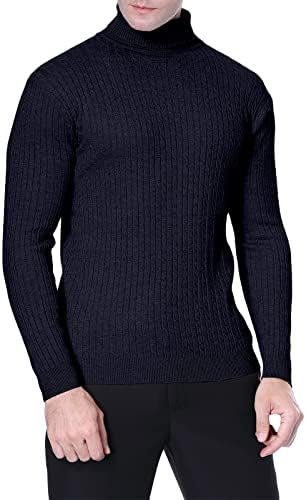 QZH.DUAO Men's Casual Slim Fit Turtleneck Pullover Sweaters Tops with Twist Patterned