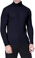 QZH.DUAO Men's Casual Slim Fit Turtleneck Pullover Sweaters Tops with Twist Patterned