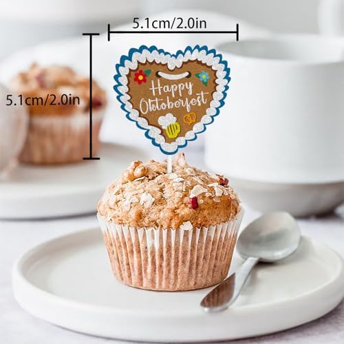 18pcs Glitter Dessert Cupcake Topper Pick for Oktoberfest German Beer Theme Decorations Men Women Happy Birthday Party Decor Supplies