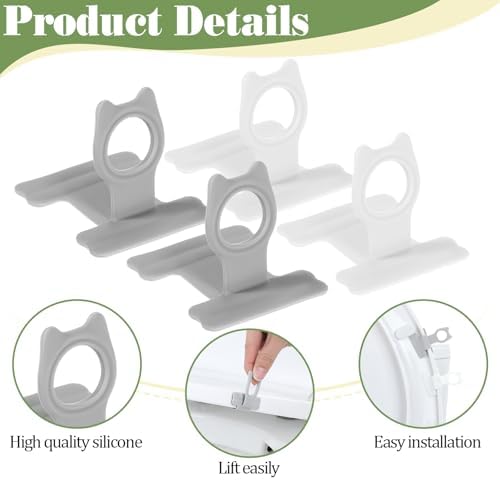 4 PCS Toilet Seat Lifter Tab, Silicone Toilet Seat Lid Lifter, Toilets Handle Tabs Can Avoid Touching the Toilets for Home Bathroom, Office, Hotel (White, Gray)