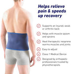 Neo-G Waist/Back Brace - Support For Muscle Spasm, Strains, Arthritis, Injury Recovery, Rehabilitation - Power Straps For Adjustable Compression - Class 1 Medical Device - One Size - Blue