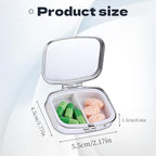 Metal 2 Compartment Square Pill Organizer Sealed Travel Pill Container, Mini Size Pill Box for Pocket Wallets Two Times a Day Compact Pill Case for Children, Men and Woman - Cute Flower Cat
