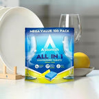 Astonish All In 1 Dishwasher Tablets - Household Cleaner Removes Grease, Grime, & Surface Stains - Dishwasher Soap with Salt & Rinse Aid, Cruelty Free Dishwasher Detergent, Lemon Fresh, 100 Pack