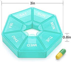 2PCS Weekly Pill Organizer Large 7 Day Pill Box Organizer Daily Medicine Case for Vitamin Fish Oil Pills Supplements Arthritis Friendly (Cyan)