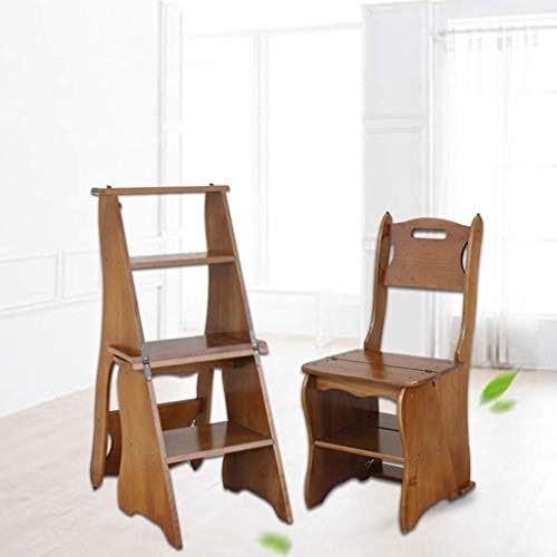 Indoor Climbing Stool, Ladder Stool Thickening Wooden Folding Stairs Chair Transforming Indoor Climbing Stepladders Shelf Living Room/Balcony