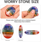 7 Chakra Crystal Thumb Worry Stone for Anxiety Stress Relief, Hand Carved 1.8 Inch Natural Healing Crystal Oval Thumb Worry Stone Meditation Accessories, Reiki Pocket Palm Stone Gifts for Women Men