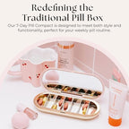 Dosey 7 Day Pill Compact Travel Pill Organizer - Pill Case with 7 Pill Compartments for Medicine Storage & Protection – Stylish & Elegant Medication Organizer with Mirror, Blush