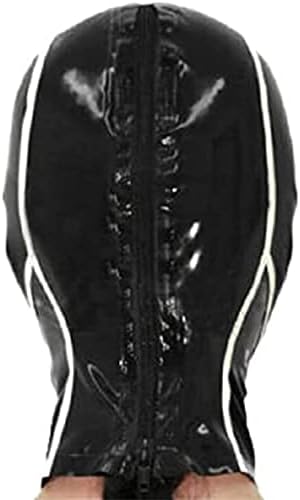 Latex Hood with Lace Forehead Maid Uniform Rubber Mask Back Zipper Cosplay Party Wear (Customize Size)