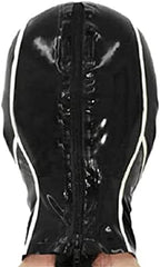 Latex Hood with Lace Forehead Maid Uniform Rubber Mask Back Zipper Cosplay Party Wear (Customize Size)