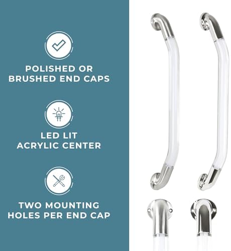 Manufacturer's Select ITC Formed 20” IllumaGrip Assist Handle with LED lit Center Handle for RV, Boat, or Home Step Assist Handle for Interior or Exterior use