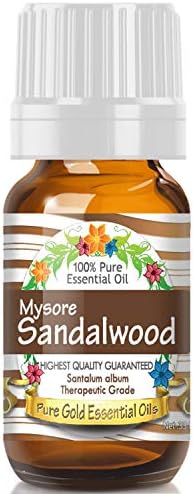 Pure Gold Essential Oils - Sandalwood (Mysore) Essential Oil - 0.33 Fluid Ounces - Sandalwood Oil