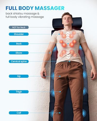 COMFIER FSA Shiatsu Full Body Massage Mat with Heat, HSA Eligible Back Massage Pad for Pain Relief Deep Tissue Kneading & Vibration Heating Chair Massager for Bed, Ideal Gifts for Men Women