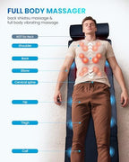 COMFIER Full Body Massage Mat with Heat, Shiatsu Back Massager for Pain Relief Deep Tissue Kneading & Vibration Heating Chair Massage Pad for Recliner, Sofa, Bed