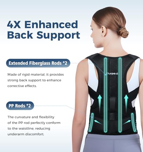 Posture Corrector for Women and Men, Full Back Brace Support with Adjustable Shoulder Straps, Shoulder and Back Straightener Posture Correction, Upper and Lower Back Pain Relief (Black, Large)