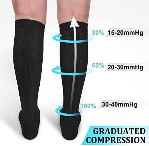 30-40mmHg Medical Graduated Compression Socks for Women&Men Circulation-Compression Stockings-Knee High Socks for Support,Hiking,Running