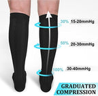 30-40mmHg Medical Graduated Compression Socks for Women&Men Circulation-Compression Stockings-Knee High Socks for Support,Hiking,Running