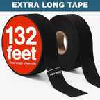 2 Pk Grip Tape - Cloth Grip Tape for Pull Up Bars, Sports, Tools, Handles, Bats, Rackets, Gym Equipment, Wire Wrap - No Residue, Sweat Resistant, 1 Inch x 66 Feet Each Roll - Black