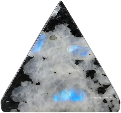 Amazing Gemstone Rainbow Moonstone Pyramid Crystal Healing Stones - 2" Great Pyramid Figurine of Natural Stone Pyramid for Meditation, Reiki, Chakra Balancing and Crystal Pyramids Grid