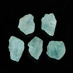 CRYSTALIS Wholesale 5pcs Natural Sea Aquamarine, Loose Gemstone Bulk Rough Jewelry Making Supply, Chakra & Healing Raw Stones, Wire Wrapping, DIY, Gem Collection