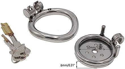 Flat Chastity Cage Metal Male Chastity Device Dark Lock Design Steel Penis Cage for Men BDSM Bondage Penis Cage Sex Toys for Couples (45mm/1.77in)
