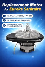 Replacement Motor for Eureka Sanitaire Replacement 5.0 Amp Motor Assembly for SC678,679,689 Sanitaire Vacuum Cleaners, Replaces Prod No. 15943-1 and 53349-8, 15943-2