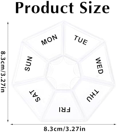 Sibba 7 Day Pill Organizer, 2 Pcs Medicine Pill Box, Daily Pill Holder, Portable Travel Pill Container Holder for Pocket or Purse, Medicine Planner for Vitamins Fish Oil, Supplements(Clear)