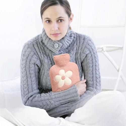 Cute Hot Water Bottles, 1L (34oz) Large Hot Water Bag with Cartoon Plush Cover for Hot and Cold Compress Hand Feet Warmer Thickened Hand Warmer for Neck and Shoulder